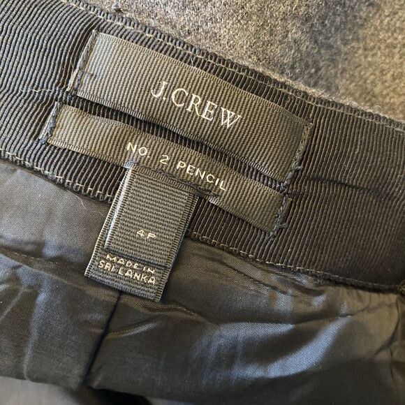 J Crew No 2 100% Wool Pencil Skirt 4P Career Corpcore Double Surge Charcoal Gray - Picture 5 of 6